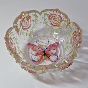 Decorative Resin Bowl with Butterfly Design